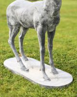 "Delksin" Lead Finished Cast Iron Stag Sculpture - Facing Right Base