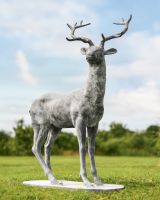 "Delksin" Lead Finished Cast Iron Stag Sculpture - Facing Right