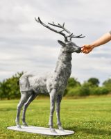 "Zekin" Lead Finished Cast Iron Stag Sculpture - Facing Forward Size "Zekin" Lead Finished Cast Iron Stag Sculpture - Facing Forward Size