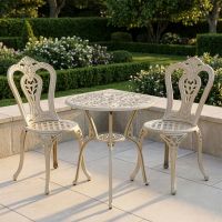 Deluxe "Rosenbloom" Two Seater Garden Table & Chair Set in Champagne digital illustration