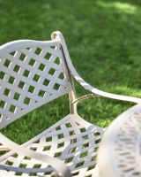 Close-Up of Chair for Deluxe “Aether” Outdoor Four Seater Garden Table & Chair Set in Smooth Champagne