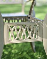 Close-Up of Support for Legs onDeluxe “Aether” Outdoor Four Seater Garden Table & Chair Set in Smooth Champagne