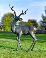 Aged Verdigris Stag Sculpture In Situ 
