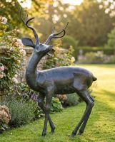 Deluxe Aged Verdigris "Tribute" Buck Garden Sculpture - Looking Left digital illustration Deluxe Aged Verdigris "Tribute" Buck Garden Sculpture - Looking Left digital illustration