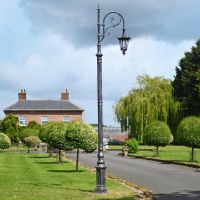 "Lord Oswald" Deluxe Antique Silver Ornate Cast Iron Swan Neck Lamp Post 3.5m "Lord Oswald" Deluxe Antique Silver Ornate Cast Iron Swan Neck Lamp Post 3.5m