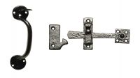 Deluxe Black Cast Iron Thumb Latch Set With Side Fixing Catch