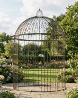 Deluxe Wrought Iron "Alaina" Black Powder Coated Gazebo spring garden