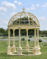 Deluxe Wrought Iron "Aurelia" French Cream Gazebo in Situ Deluxe Wrought Iron "Aurelia" French Cream Gazebo in Situ