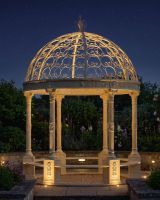 Deluxe Wrought Iron "Aurelia" French Cream Gazebo Digital Illustration At Night