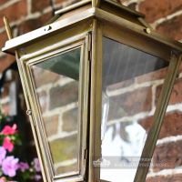 Detailed image of antique brass Dorchester lantern Detailed image of antique brass Dorchester lantern