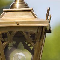 Antique Brass Gothic Lamp Post & Lantern Set 2.3m