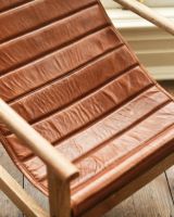 The "Barford" Mango Wood & Tan Leather Relax Chair Details