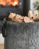 Close Up Of The Natural Steel Finish On The Log Basket Close Up Of The Natural Steel Finish On The Log Basket