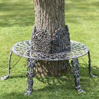 Digital Illustration of the Black & Silver Ornate Tree Seat Surrounding a Big Tree in the Garden
