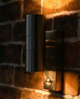 Digital Illustration of the Contemporary Stainless Steel Downlighter Wall Light Illuminated at Night