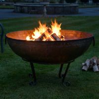 Digital Illustration of the 100cm Iron Kadai Fire Bowl Ignited at Night