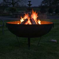 Digital Illustration of the 120cm Iron Kadai Fire Bowl Ignited at Night