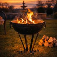 Digital Illustration of the 50cm Iron Kadai Fire Bowl Ignited at Night