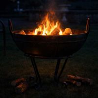 Digital Illustration of the 60cm Iron Kadai Fire Bowl Ignited at Night