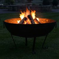 Digital Illustration of the 90cm Iron Kadai Fire Bowl Ignited at Night