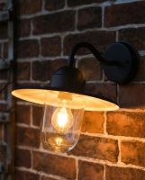 Digital Illustration of the "Brooklyn" Contemporary Black Swan Neck Wall Light Illuminated at Night