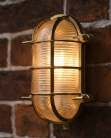 Digital Illustration of the Antique Brass Nautical "Bayside" Bulkhead Wall Light Illuminated at Night