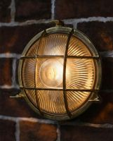 Digital Illustration of the Antique Brass Nautical "Bow" Wall Light Illuminated at Night