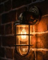 Digital Illustration of the Antique Brass Nautical "Crew" Wall Light Illuminated at Night