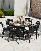 Digital Illustration of the Antique Copper "Milford" Six Seater Furniture Set Dressed fo Dining