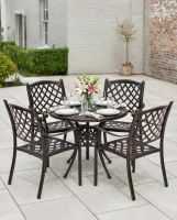 Digital Illustration of the Antique Copper "Swinley" Four Seater Furniture Set Dressed For Dining