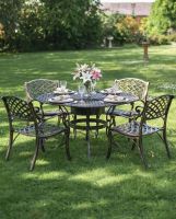 Digital Illustration of the Antique Gold "Frosted" Four Seater Table & Chair Set with Grill Dressed For Dining