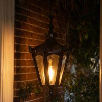 Digital Illustration of the Black Concordia Hexagonal Hanging Garden Lantern Illuminated at Night Digital Illustration of the Black Concordia Hexagonal Hanging Garden Lantern Illuminated at Night