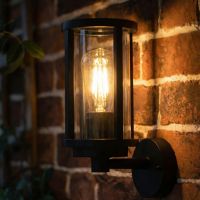 Digital Illustration of the Black Contemporary "Charlotte" Outdoor Wall Light Illuminated at Night