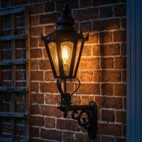 Digital Illustration of the Black Hexagonal Lantern on Royale Bracket Illuminated at Night