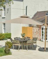 Digital Illustration of the Champagne "Milford" Six Seater Furniture Set Dressed for Dining