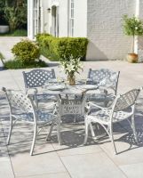 Digital Illustration of the Deluxe "Blanche" Outdoor Dining Set Dressed For Dining