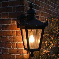 Digital Illustration of the Large Victorian Top-Fix Corner Wall Lantern Illuminated at Night