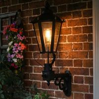 Digital Illustration of the Six Sided Victorian Black Wall Light Illuminated at Night