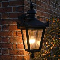 Digital Illustration of the Standard Victorian Top-Fix Corner Wall Lantern Illuminated at Night
