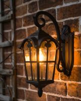 Digital Illustration of the Traditional "Giovanna" Bronze Top Fix Outdoor Wall Lantern Illuminated at Night