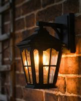 Digital Illustration if the Traditional Black "Quest" Victorian Top-Fix Wall Lantern Illuminated at Night Digital Illustration if the Traditional Black "Quest" Victorian Top-Fix Wall Lantern Illuminated at Night