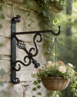 Digital illustration of "Cupid"s Arrow" Blacksmith Iron Hanging Bracket mounted on forest wall