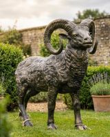 digital illustration of a Brushed Gold Recycled Cast Aluminium "Chrysomallus" Ram Sculpture