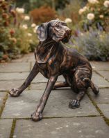 Digital Illustration of a Copper Version of "Duke" the Sitting Dog Sculpture in Cast Aluminium on a Garden Patio with Roses Behind Digital Illustration of a Copper Version of "Duke" the Sitting Dog Sculpture in Cast Aluminium on a Garden Patio with Roses Behind