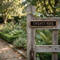Digital Illustration of a Gate Number House Sign on a Rustic Ivy Covered Gate Digital Illustration of a Gate Number House Sign on a Rustic Ivy Covered Gate