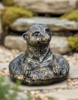 Digital Illustration of Black & Gold Cast Aluminium Peeking Meerkat Garden Sculpture on a Garden Path Digital Illustration of Black & Gold Cast Aluminium Peeking Meerkat Garden Sculpture on a Garden Path