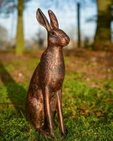 Digital illustration of a Copper ‘Blossom’ the Cast Aluminium Rabbit Garden Sculpture positioned in a woodland scene