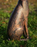 Digital illustration of a Copper ‘Blossom’ the Cast Aluminium Rabbit Garden Sculpture with a close up of the side of the body