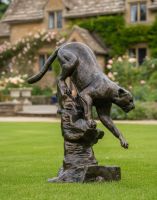Digital Illustration of Cast Aluminium Cougar Sculpture in Front of a Countryside Cottage