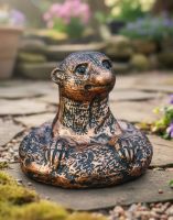 Digital Illustration of Copper Cast Aluminium Peeking Meerkat Garden Sculpture on a Garden Path with Gravel